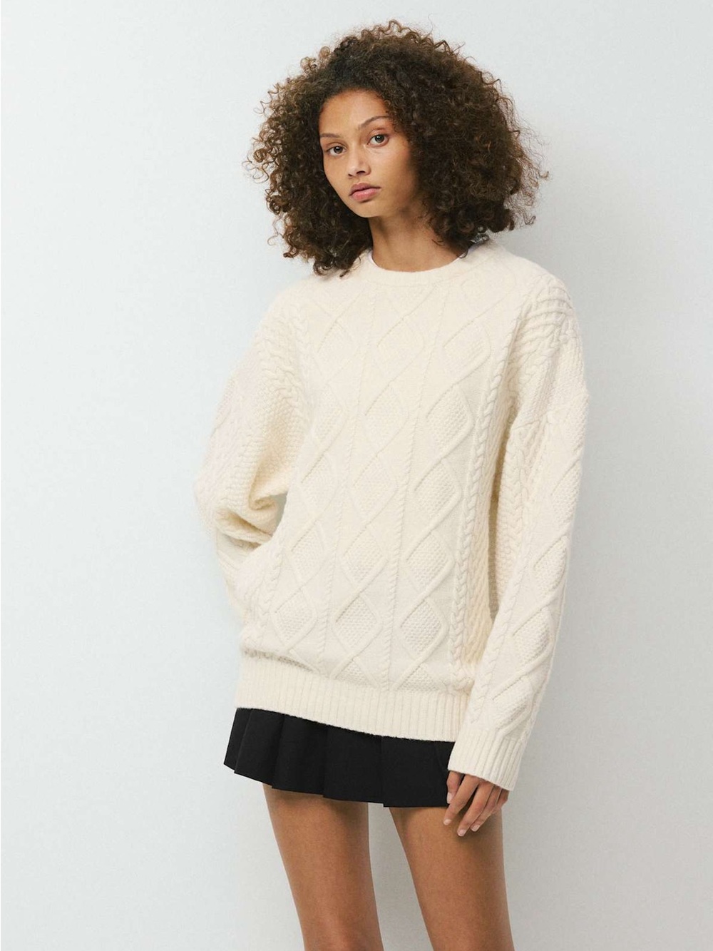 Aritzia Sunday Best | Peggy Cable Knit Wool Sweater | Ivory | XS